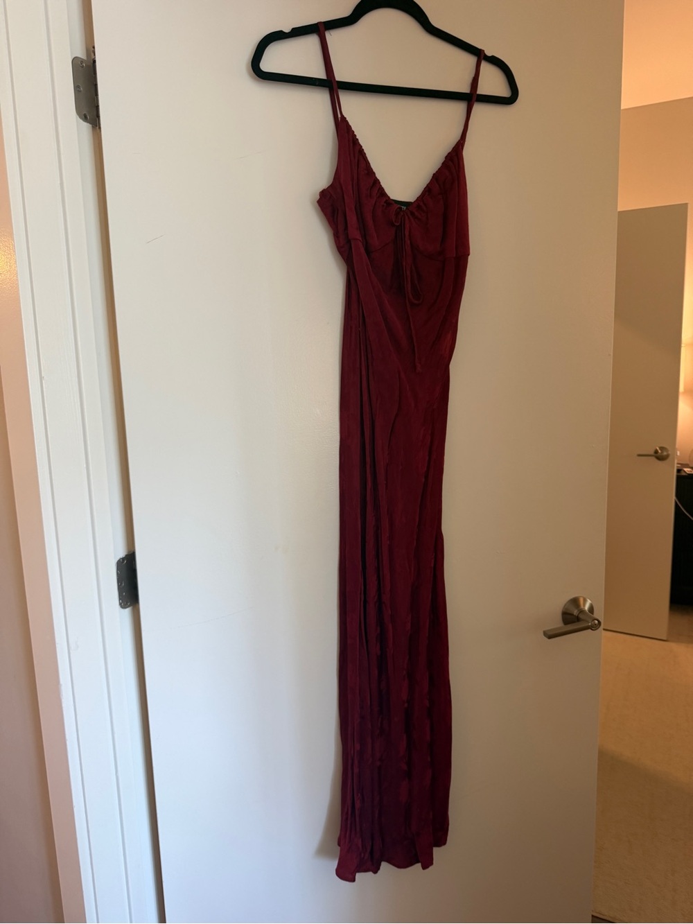 Etiquette Clothiers Burgundy Spaghetti Strap Maxi Dress